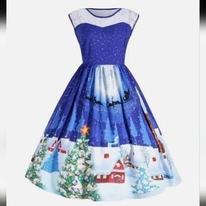 Nextmia Blue Santa Christmas Winter Snow Holiday Dress